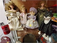 (3) Porcelain Dolls & Handmade Doll