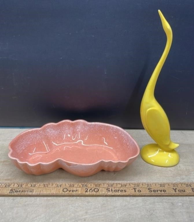 Vintage Ceramic Planter & Bird Figure