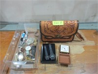 Leather purse, watches and other items
