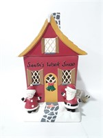 Ceramic Lighted Santa's Work Shop Decor