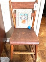 Primitive Chair and Oil Painting Dan Smart Conway