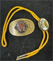 Agate Belt Buckle & Horse Design Bolo