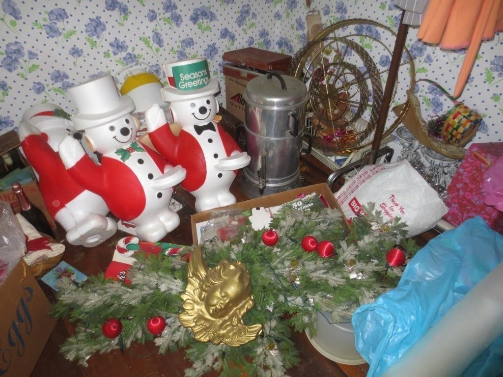 Contents of storage room, mostly Christmas items