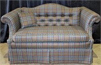 Blue/Green Plaid Love Seat