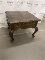 Oak parquet top end table