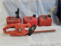 Black and Decker Hedge Trimmers, 3 Gas Cans