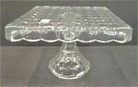 Vintage Square Crystal Cake Stand w/Rum Well