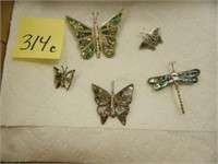 Signed 925 Mexico Butterflies & Dragonfly