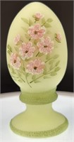 Fenton Hp Pink Floral On Custard Pedestal Egg Uv