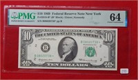 1969 $10 Federal Reserve Note PMG 64 Star Note