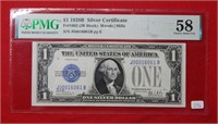 1928 B $1 Silver Certificate PMG 58
