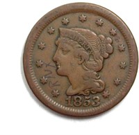 1853 Cent VF+