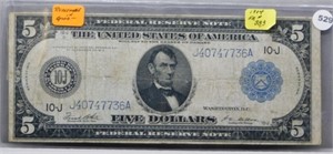 1914 $5 "Redeemable in Gold" Large Note.
