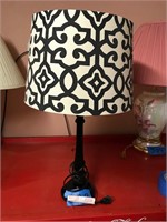 Black lamp with black & white shate