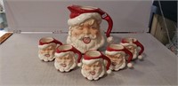 Vintage Santa Claus Pitcher & 5 Cups