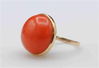 VINTAGE 18K ROUND CORAL DOME RING