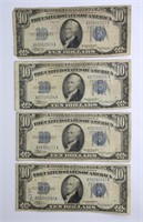 (4) $10 1934 SILVER CERTIFICATES