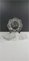 3 Piece Set of Vintage Clear Glass Dishes-