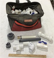 PVC pipe fittings w/craftsman tool bag