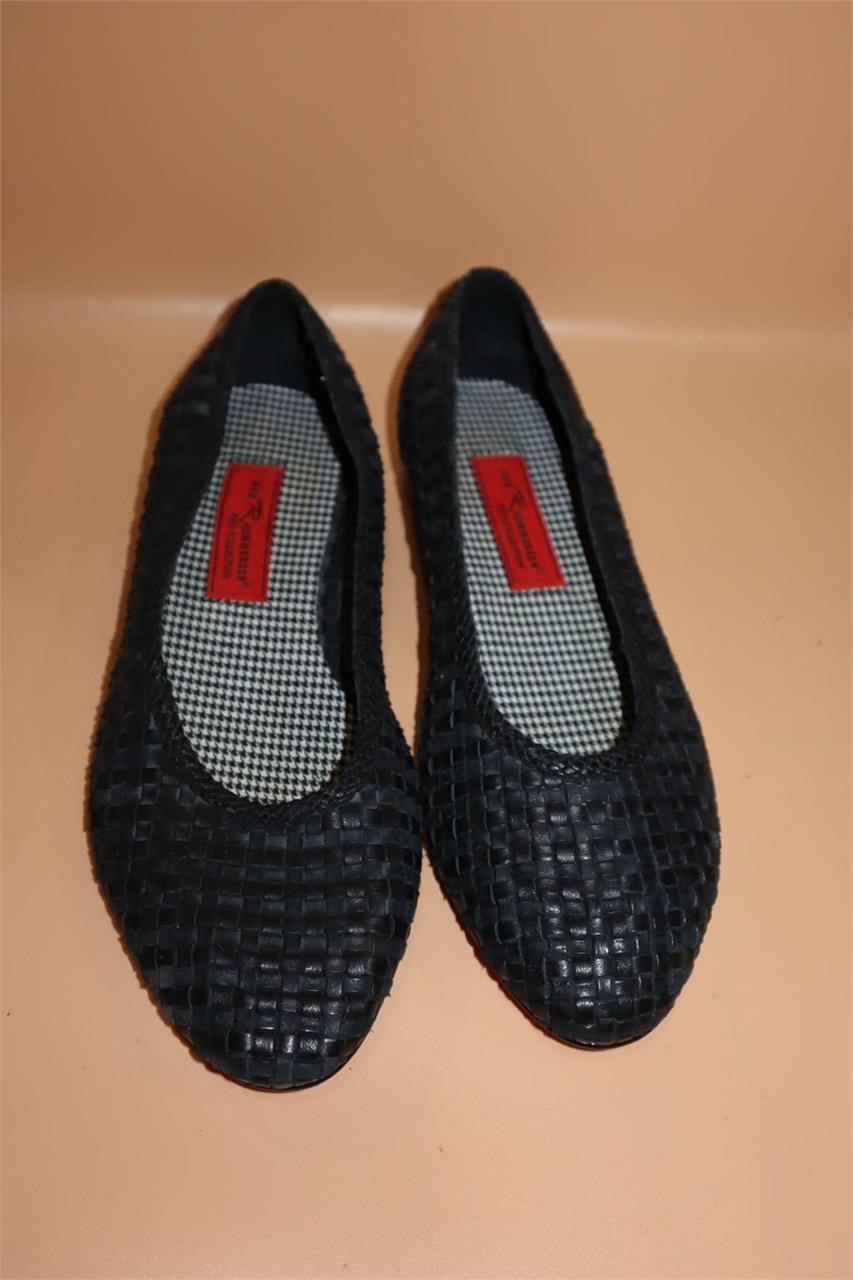 Ros Hommerson Red Sole Leather Woven Flat Shoes