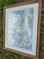 Lee Parkinson Framed Mountain and river picture