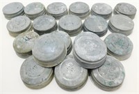 Lot of 20 Zinc Canning Jar Lids with Porcelain