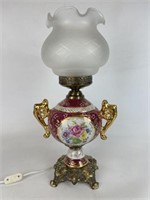 Vintage Glass & Porcelain Lamp