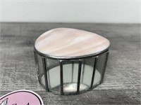 Seashell hinged glass and mirror trinket box