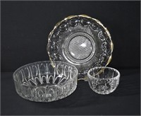 3pc Glass (2) Bowls & Serving Plate