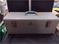 Vintage Grey Metal Tool Box