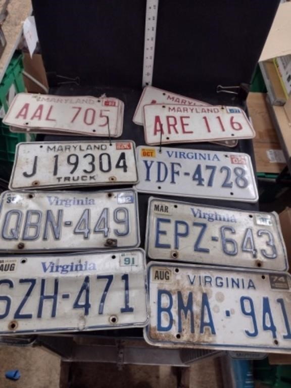 4 Pairs of Vintage License Plates & 4 Mixed Plates