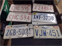 3 Pairs & 3 Mixed Vintage License Plates