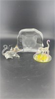Crystal Paperweight Cat Face Hollow Face And two