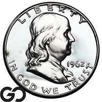 1962 Franklin Half Dollar CAMEO PROOF, Gem PF CAM