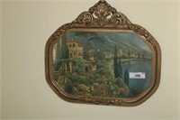 Vintage Print in Carved Wooden Frame (Frame Has