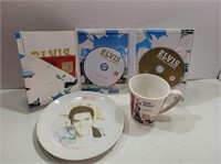 Assorted Elvis Plate, Mug & DVDs