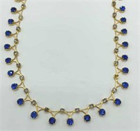 AUSTRIAN Sapphire Crystal 24K Gold Finish Necklace