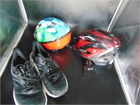 Two Helmets and Tennis Shoes