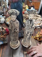 Pair of Carved Antique Bone Asian Figures- 14