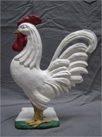 Vintage Cast Iron White Rooster Door Holder