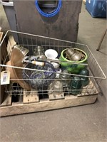 WIRE BASKET--INSULATORS, PLANTERS, MISC