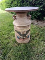 Milk Jug Table, hand painted American Eagle and