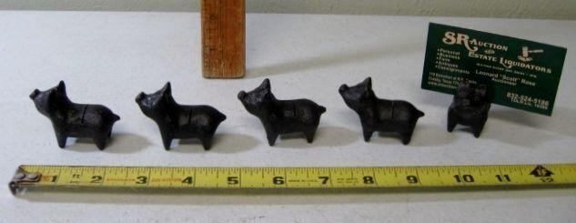 5 Pc Cast Iron Pig Card Holders