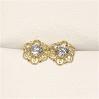 10K YELLOW GOLD CUBIC ZIRCONIA  EARRINGS (~SIZE