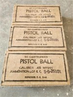 3 - 50 Round Boxes 45 cal. Ball Ammo - Unopened