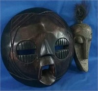 Lot of two hand-carved wooden masks Lot 2