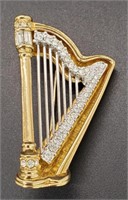 (XX) Swarovski Crystal Harp Brooch (2" long) (8.4
