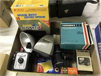 Tray of misc vintage camera parts
