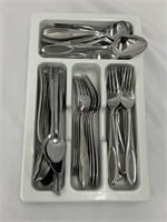 Cutlery Holder On Wheels With Forks And Spoons