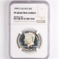 1999-S Silver Proof Kennedy Half NGC PF68 UC